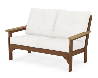 POLYWOOD® Vineyard Deep Seating Loveseat in Teak / Natural / Natural Linen