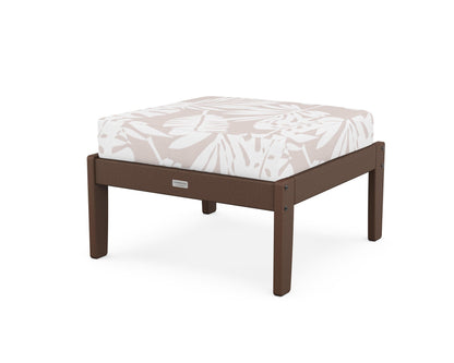 Country Living Cottage Deep Seating Ottoman in Mahogany / Leaf Dune Burlap