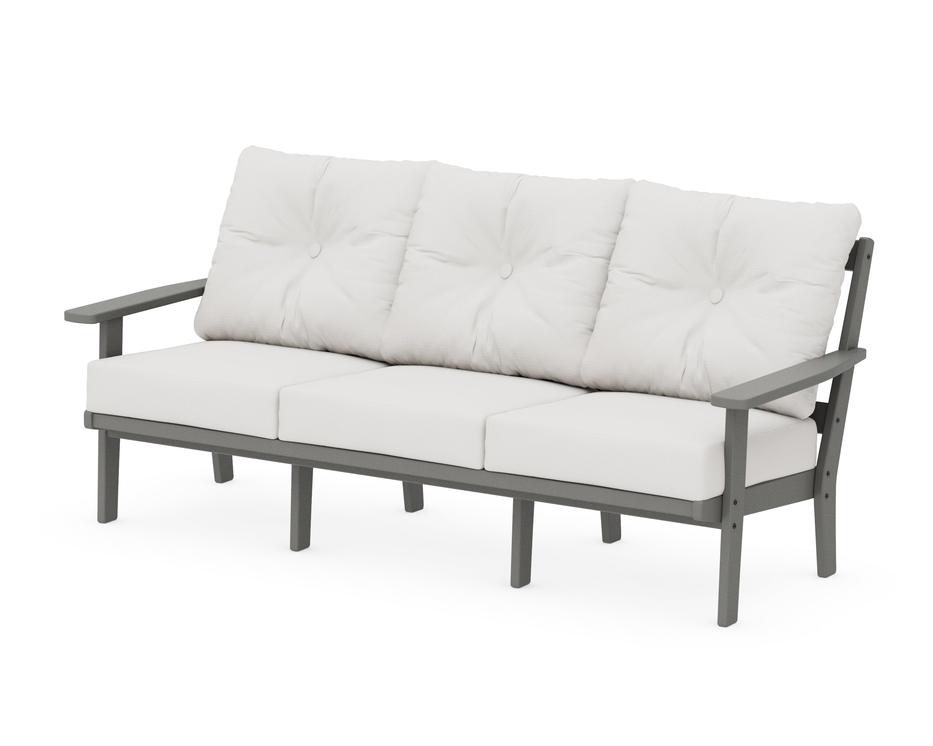 POLYWOOD® Oxford Deep Seating Sofa in Slate Grey / Natural Linen