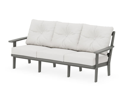 POLYWOOD® Oxford Deep Seating Sofa in Slate Grey / Natural Linen