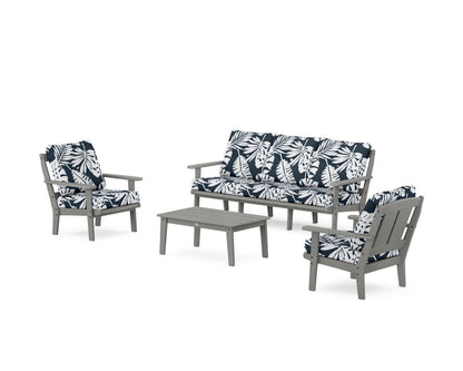 POLYWOOD® Mission 4-Piece Deep Seating Set with Sofa in Slate Grey / Leaf Marine Indigo