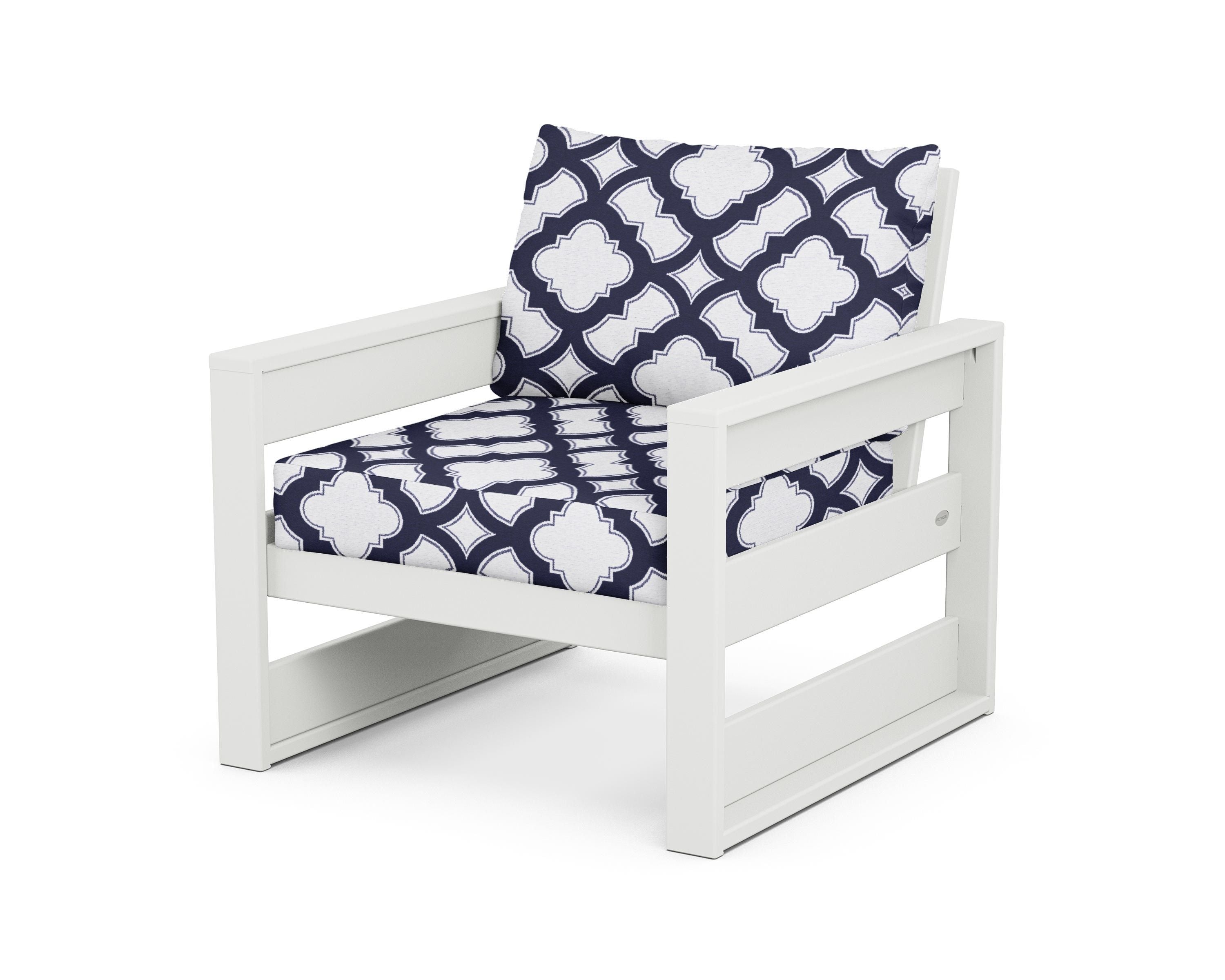 POLYWOOD® Westport Club Chair in White / Trellis Navy