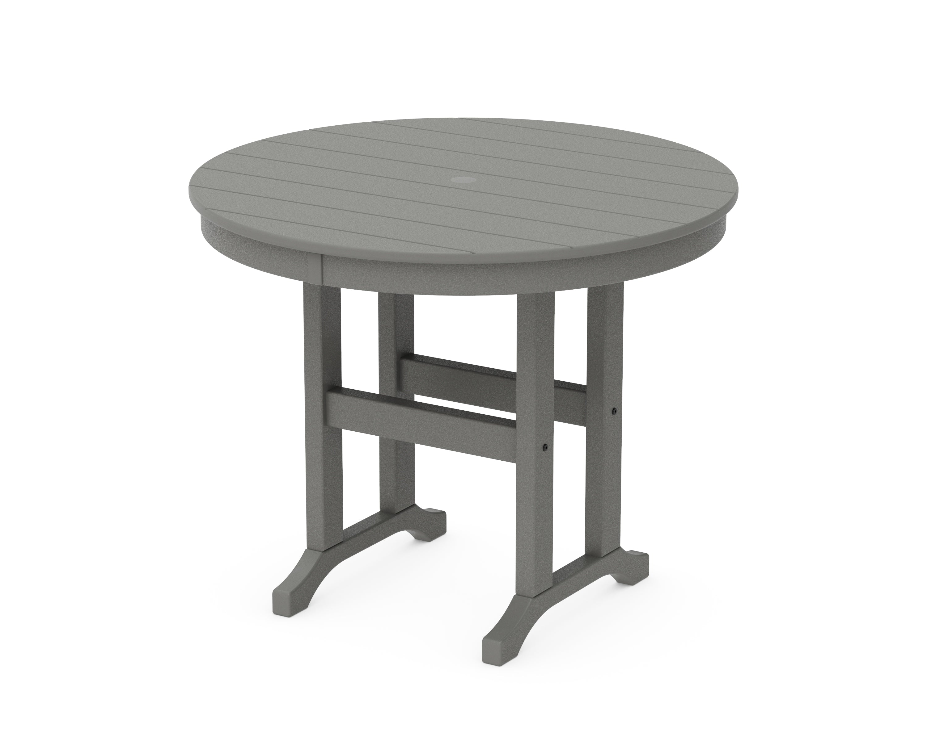 POLYWOOD® 36" Round Farmhouse Dining Table in Slate Grey