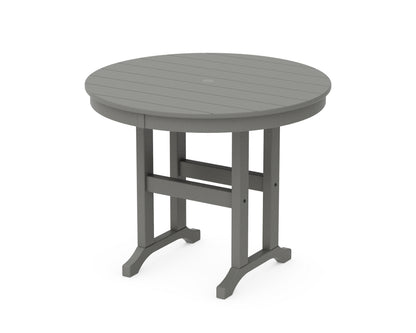 POLYWOOD® 36" Round Farmhouse Dining Table in Slate Grey