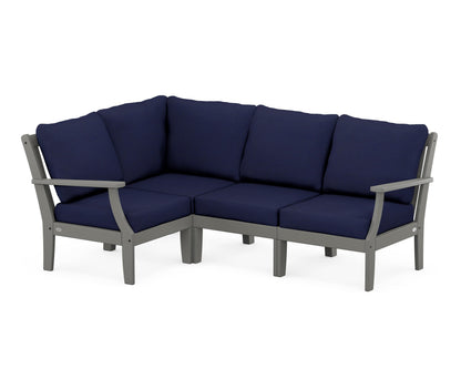 POLYWOOD® Braxton Modular 4-Piece Deep Seating Set in Slate Grey / Navy