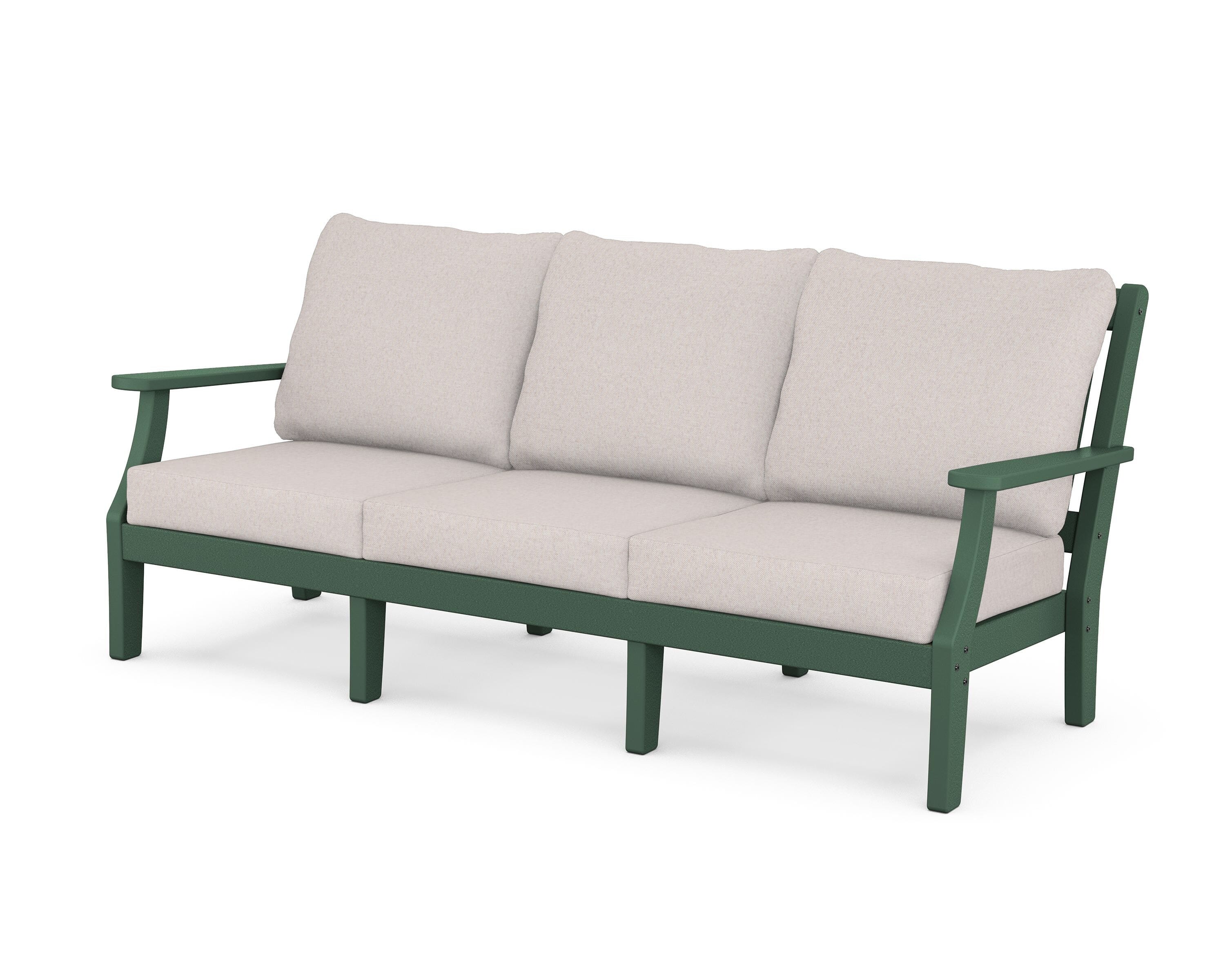 Martha Stewart by POLYWOOD® Chinoiserie Deep Seating Sofa in Green / Dune Burlap