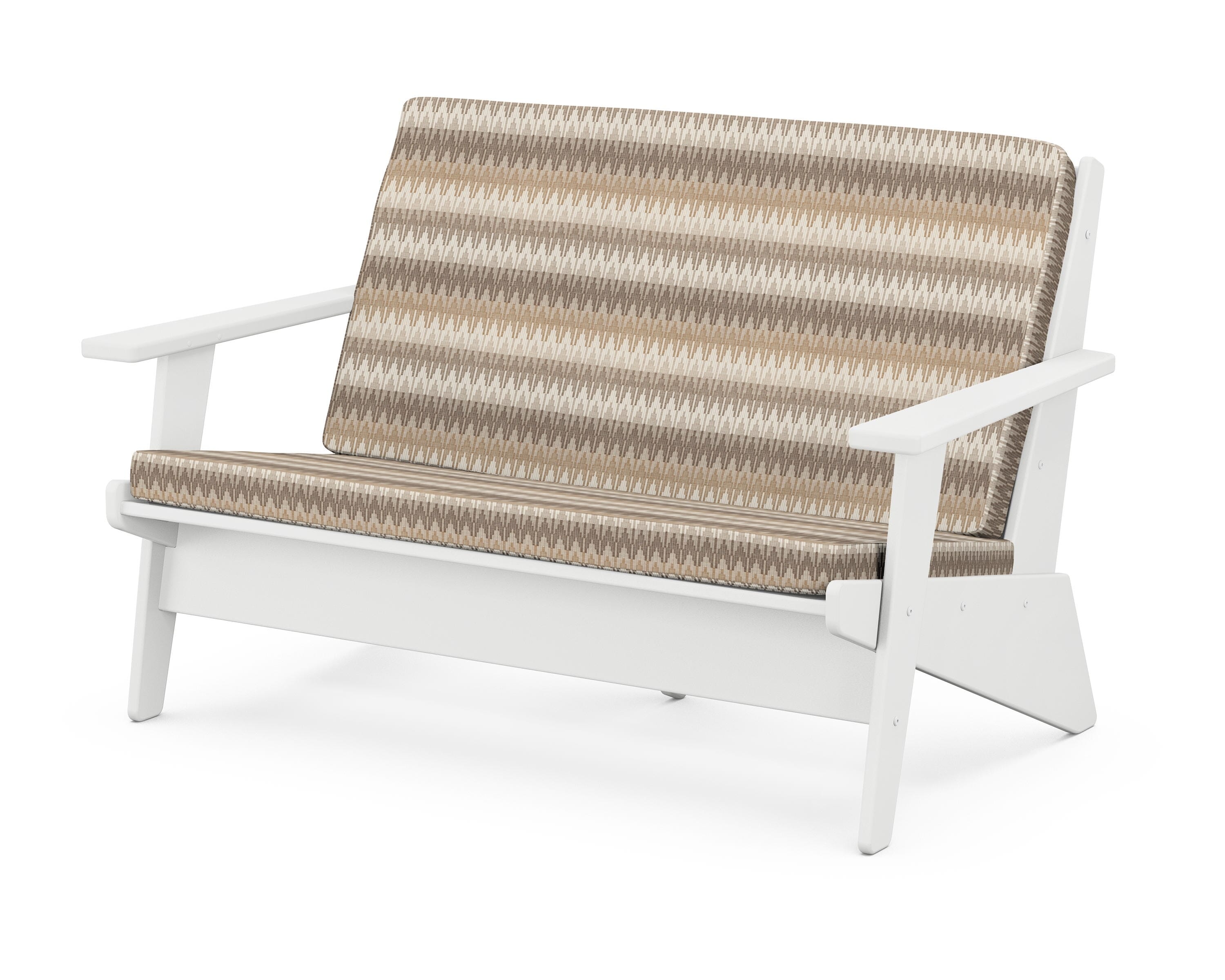 POLYWOOD® Riviera Modern Lounge Loveseat in White / Valley Dune