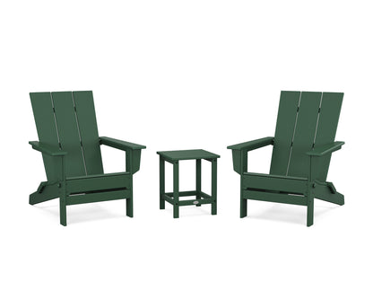 POLYWOOD® 3-Piece Modern Studio Folding Adirondack Set in Green