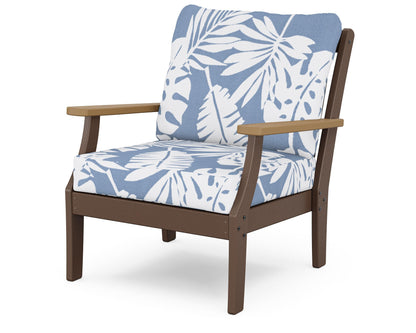 POLYWOOD® Braxton Deep Seating Chair in Mahogany / Natural / Leaf Sky Blue