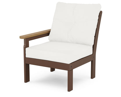 POLYWOOD® Vineyard Modular Left Arm Chair in Mahogany / Natural / Natural Linen