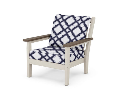 POLYWOOD® Chippendale Deep Seating Chair in Sand / Kona / Trellis Navy