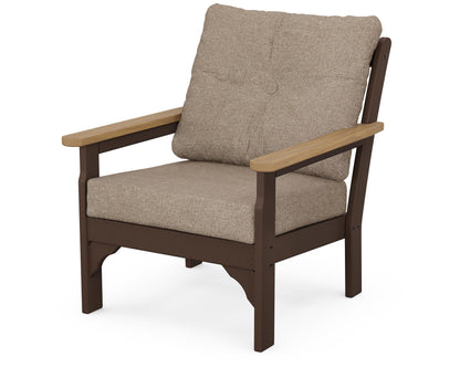 POLYWOOD® Vineyard Deep Seating Chair in Mahogany / Natural / Spiced Burlap