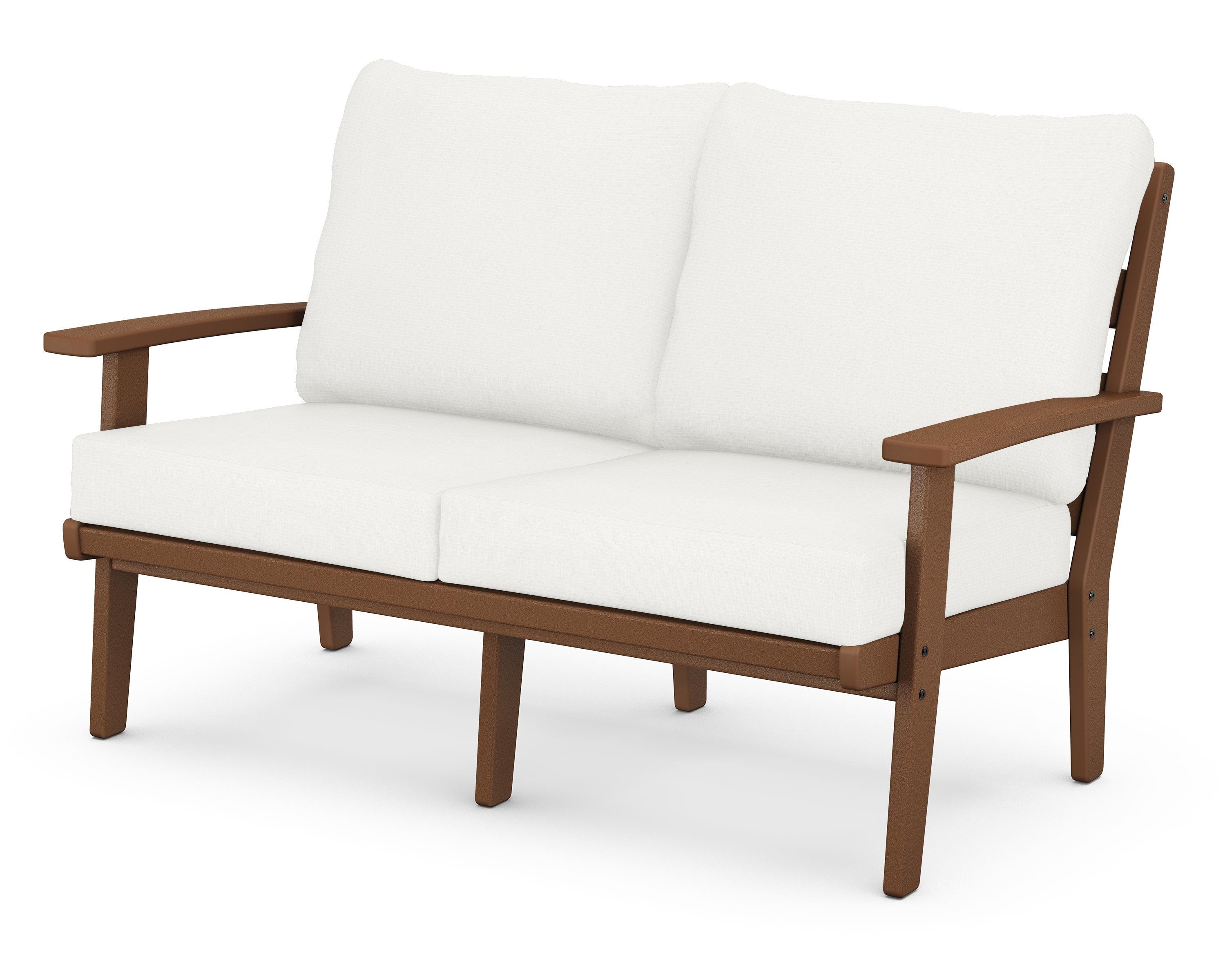 POLYWOOD® Grant Park Deep Seating Loveseat in Teak / Natural Linen