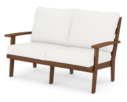 POLYWOOD® Grant Park Deep Seating Loveseat in Teak / Natural Linen