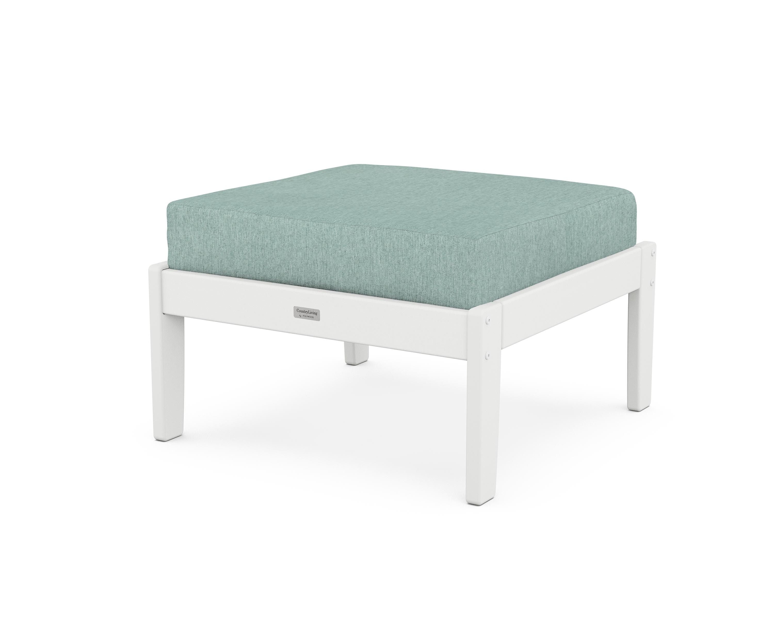 Country Living Cottage Deep Seating Ottoman in White / Glacier Spa