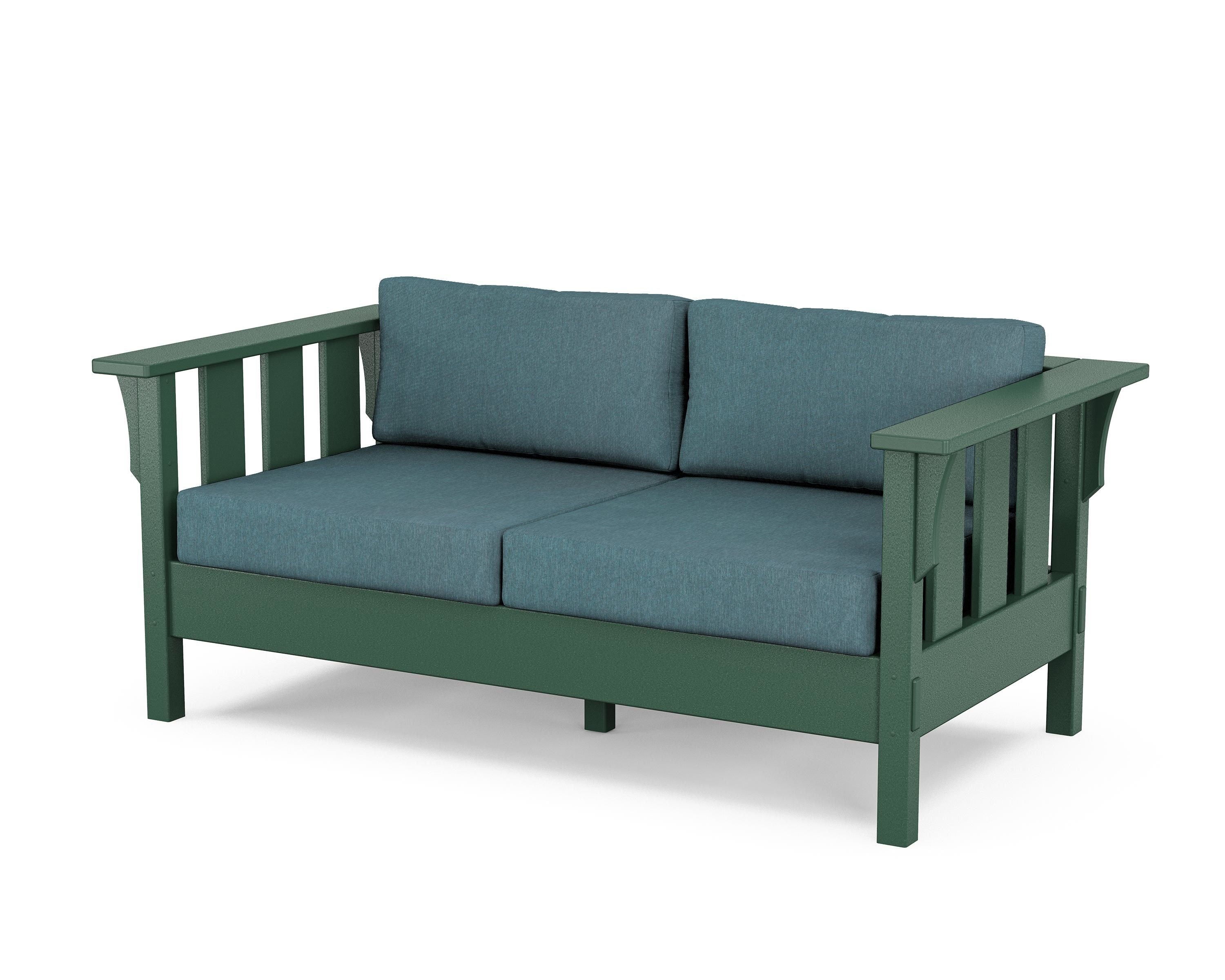 Martha Stewart by POLYWOOD® Acadia Deep Seating Loveseat in Green / Ocean Teal