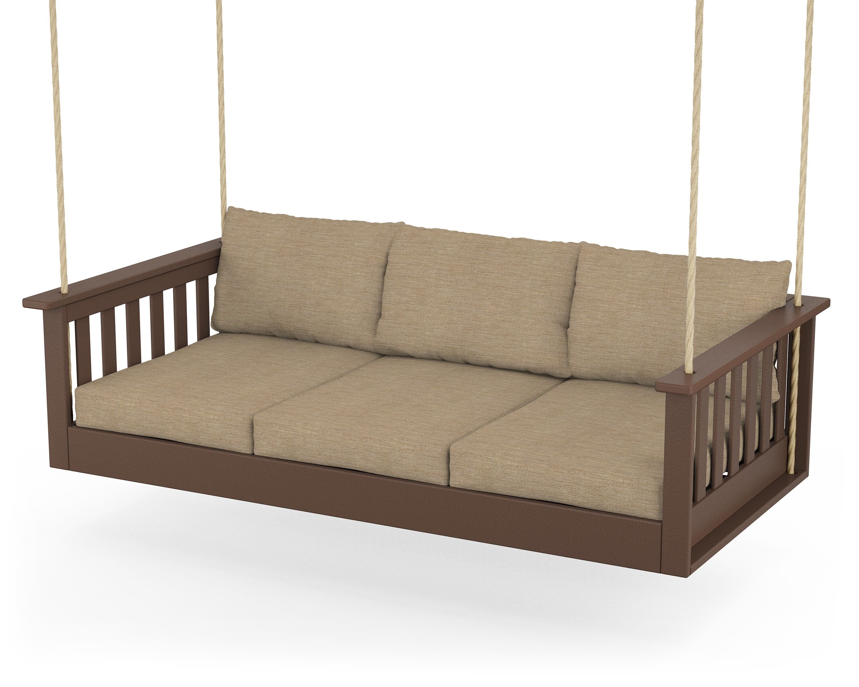 POLYWOOD® Vineyard Daybed Swing in Mahogany / Charmer Desert