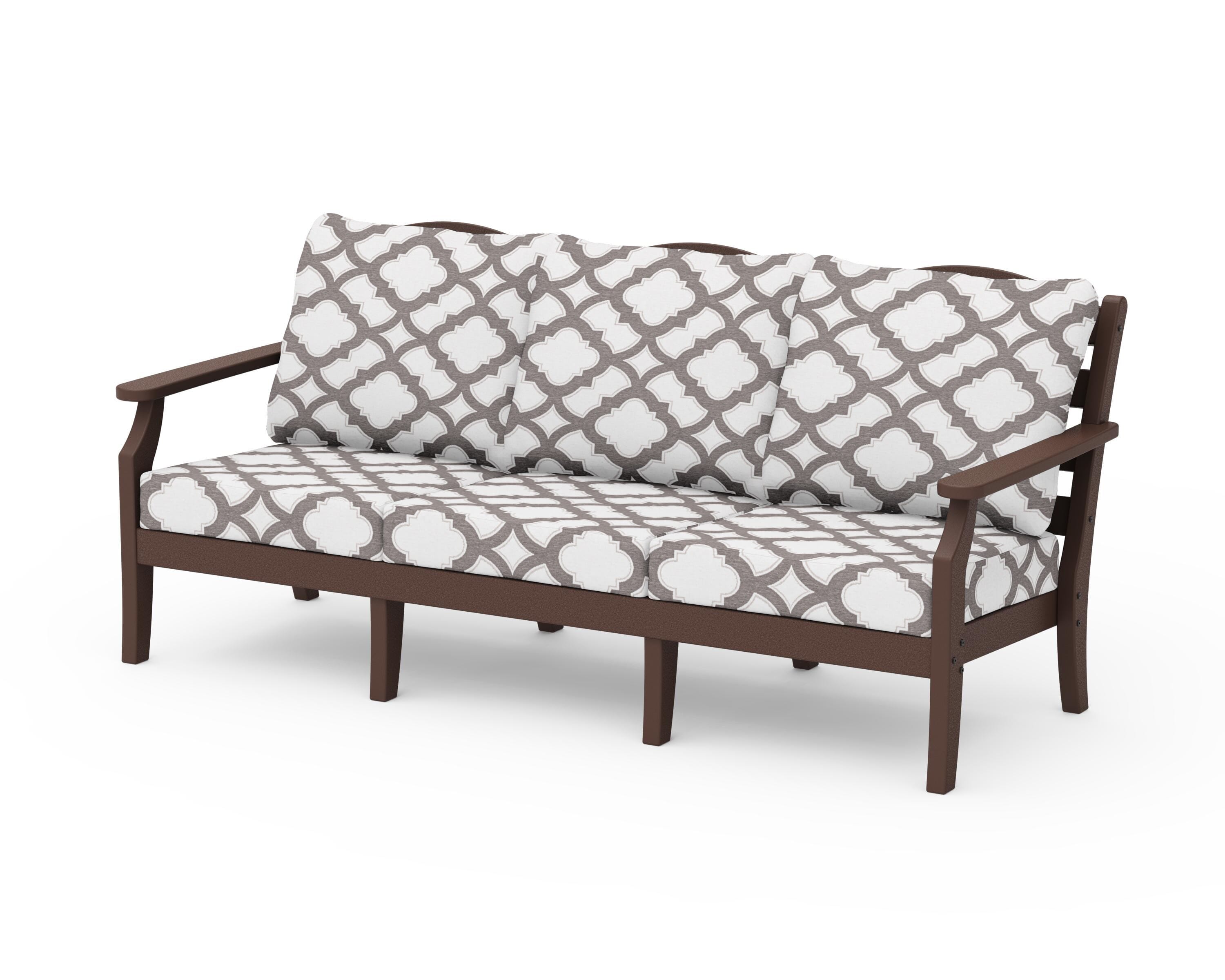 Draper James™ by  POLYWOOD® Savannah Deep Seating Sofa in Mahogany / Trellis Grey Mist