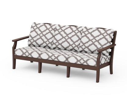 Draper James™ by  POLYWOOD® Savannah Deep Seating Sofa in Mahogany / Trellis Grey Mist