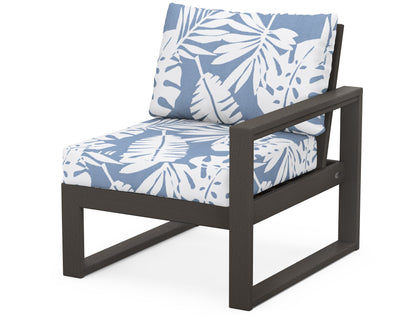 POLYWOOD® EDGE Modular Right Arm Chair in Vintage Coffee / Leaf Sky Blue