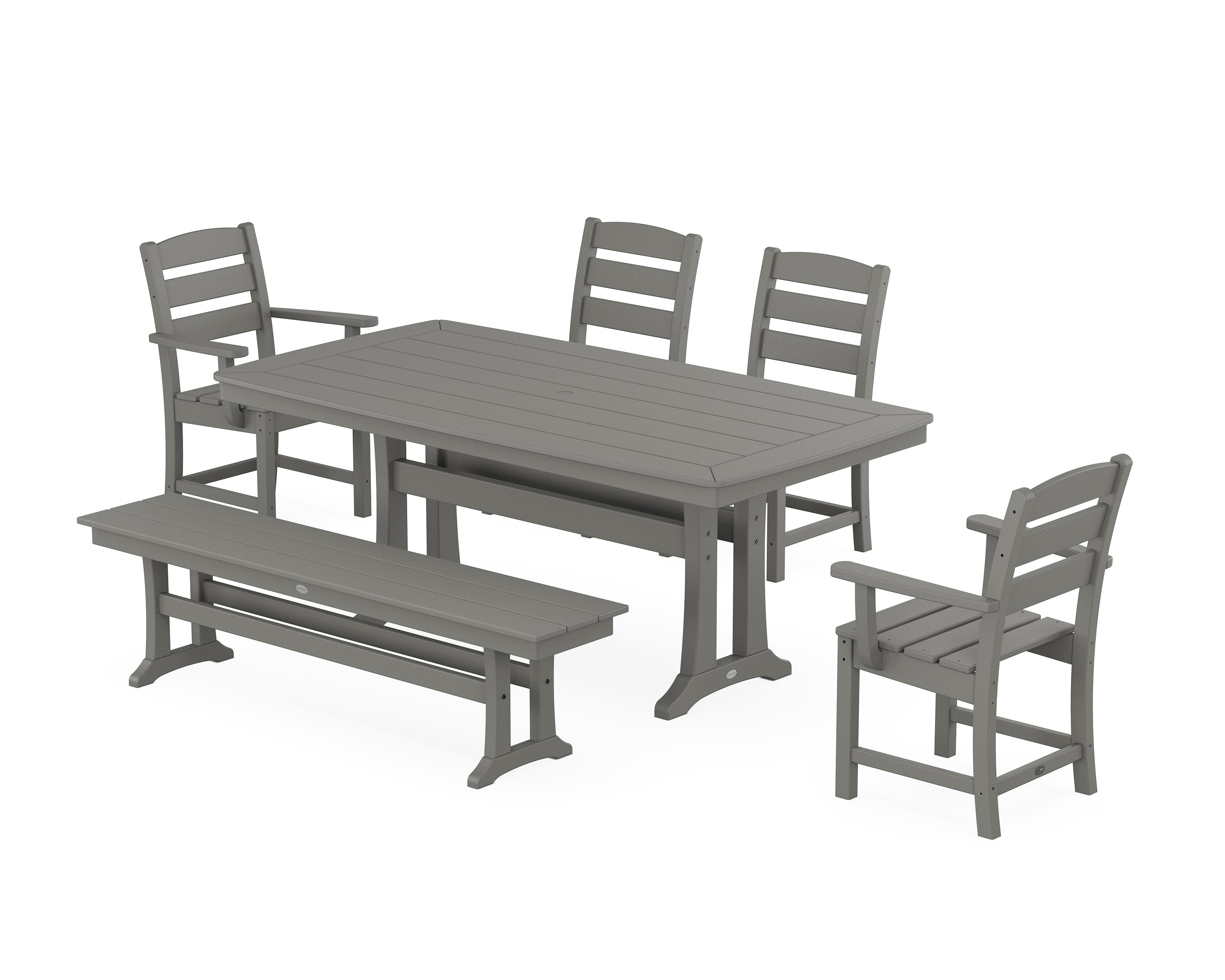 POLYWOOD® Lakeside 6-Piece Dining Set with Trestle Legs in Slate Grey
