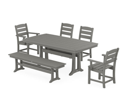 POLYWOOD® Lakeside 6-Piece Dining Set with Trestle Legs in Slate Grey
