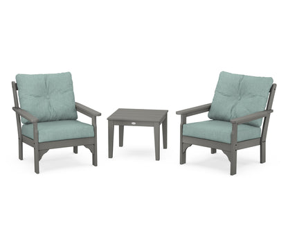 POLYWOOD® Vineyard 3-Piece Deep Seating Set in Slate Grey / Glacier Spa