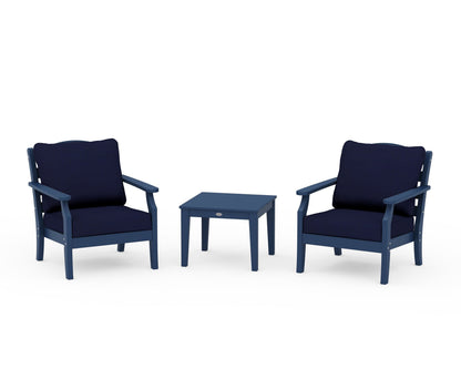 Draper James™ by  POLYWOOD® Savannah 3-Piece Deep Seating Set in Navy / Navy