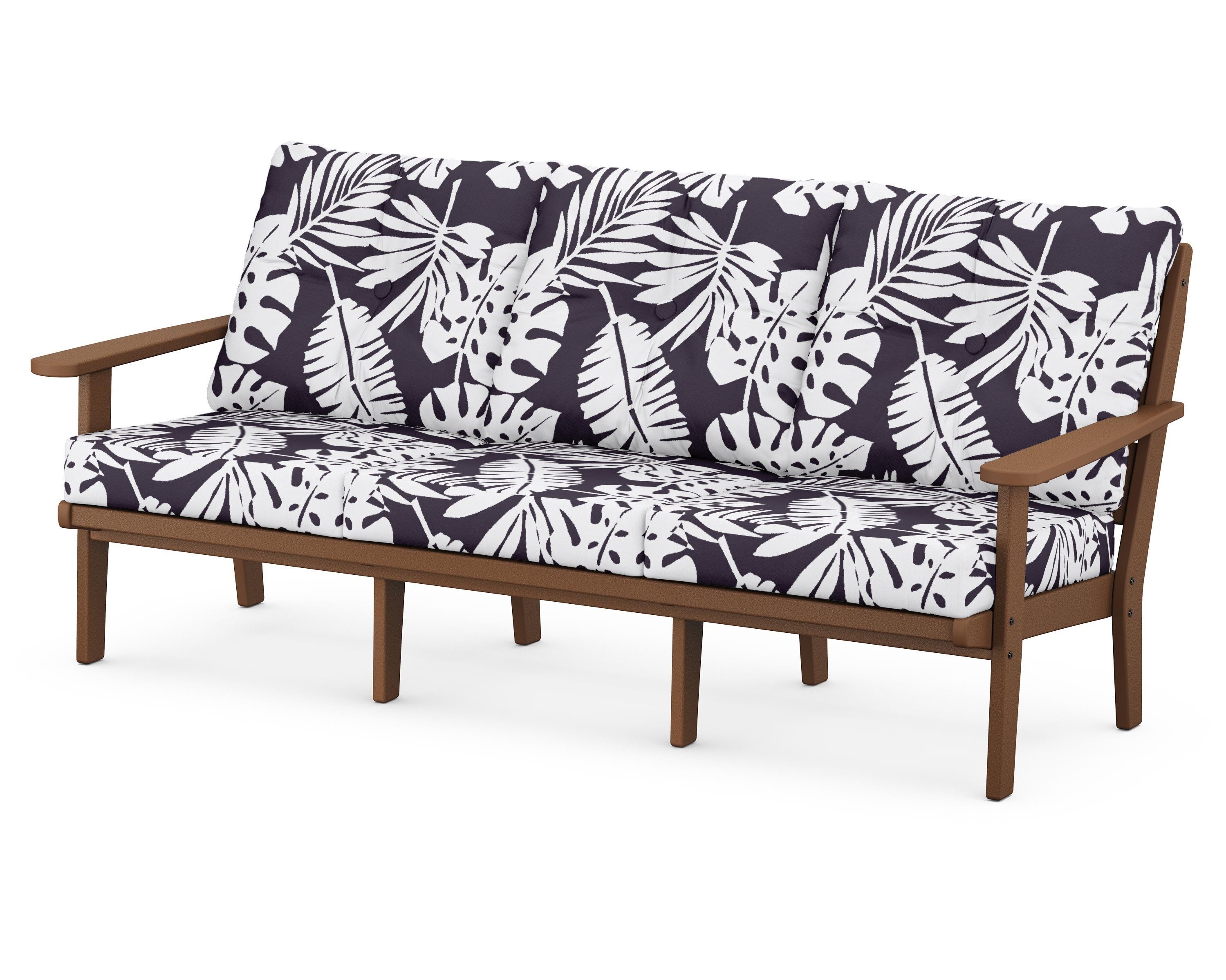 POLYWOOD® Lakeside Deep Seating Sofa in Teak / Leaf Navy