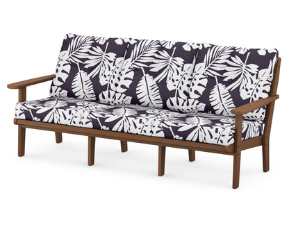POLYWOOD® Lakeside Deep Seating Sofa in Teak / Leaf Navy
