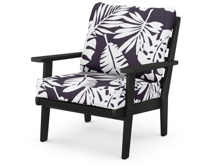 POLYWOOD® Grant Park Deep Seating Chair in Black / Leaf Navy