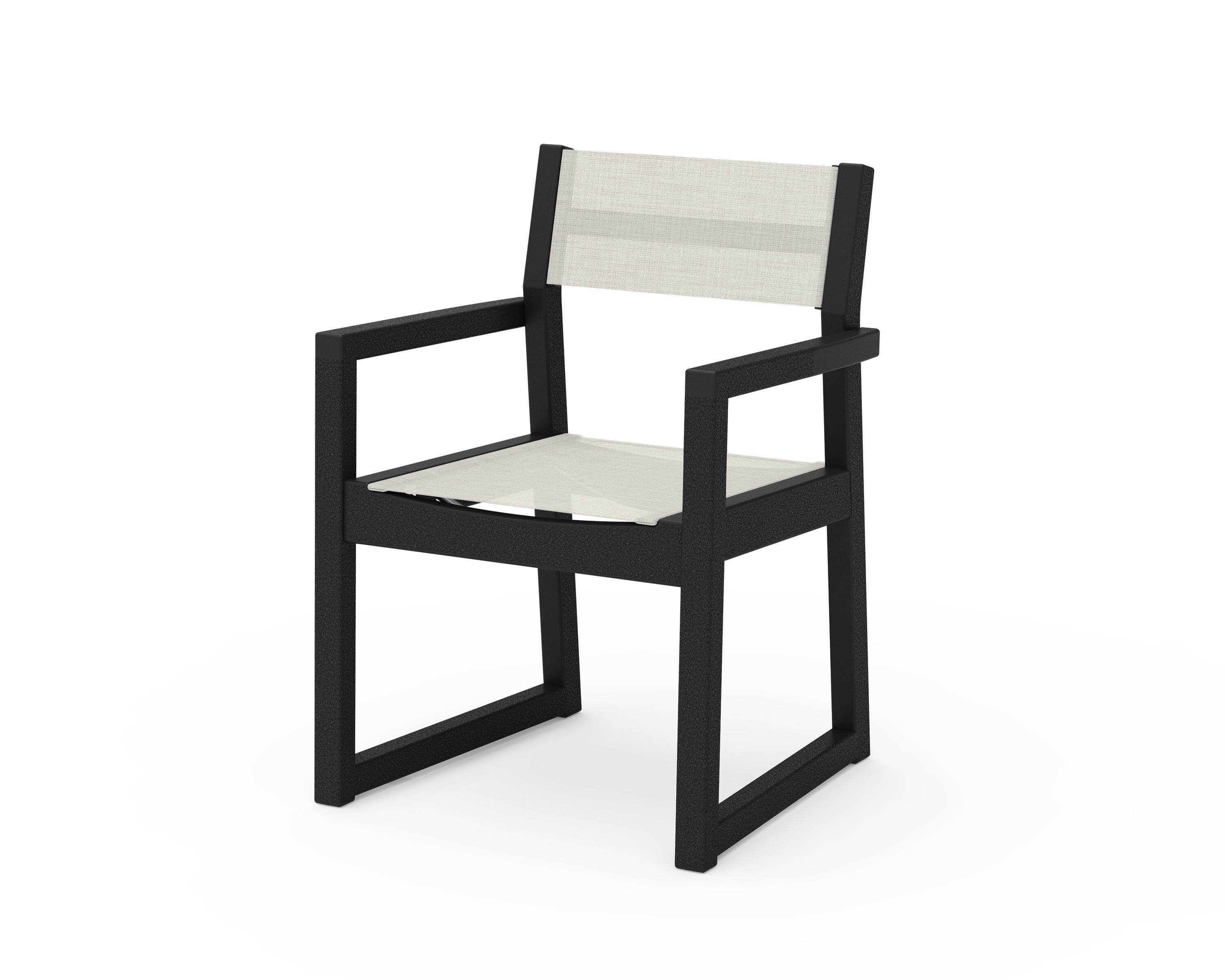 POLYWOOD® EDGE Sling Dining Arm Chair in Black / Parchment Sling
