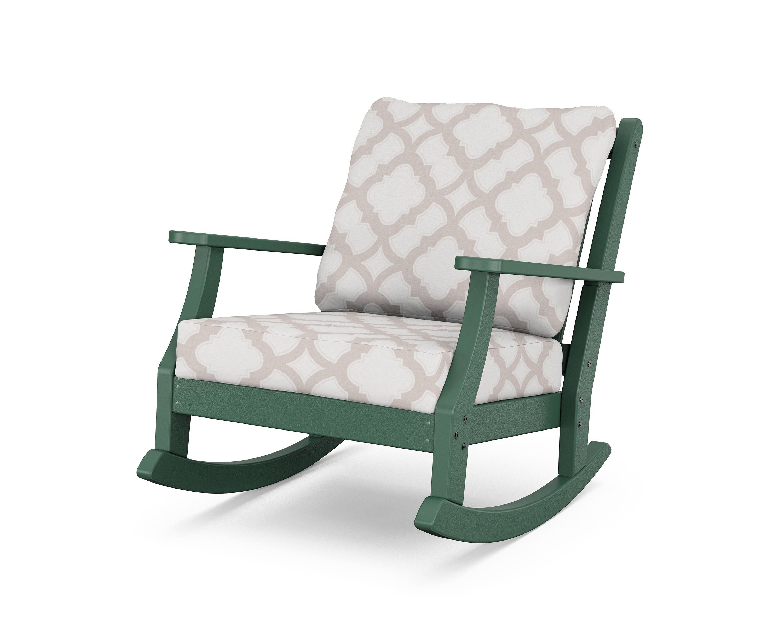 Country Living Wovendale Deep Seating Rocking Chair in Green / Trellis Dune Burlap