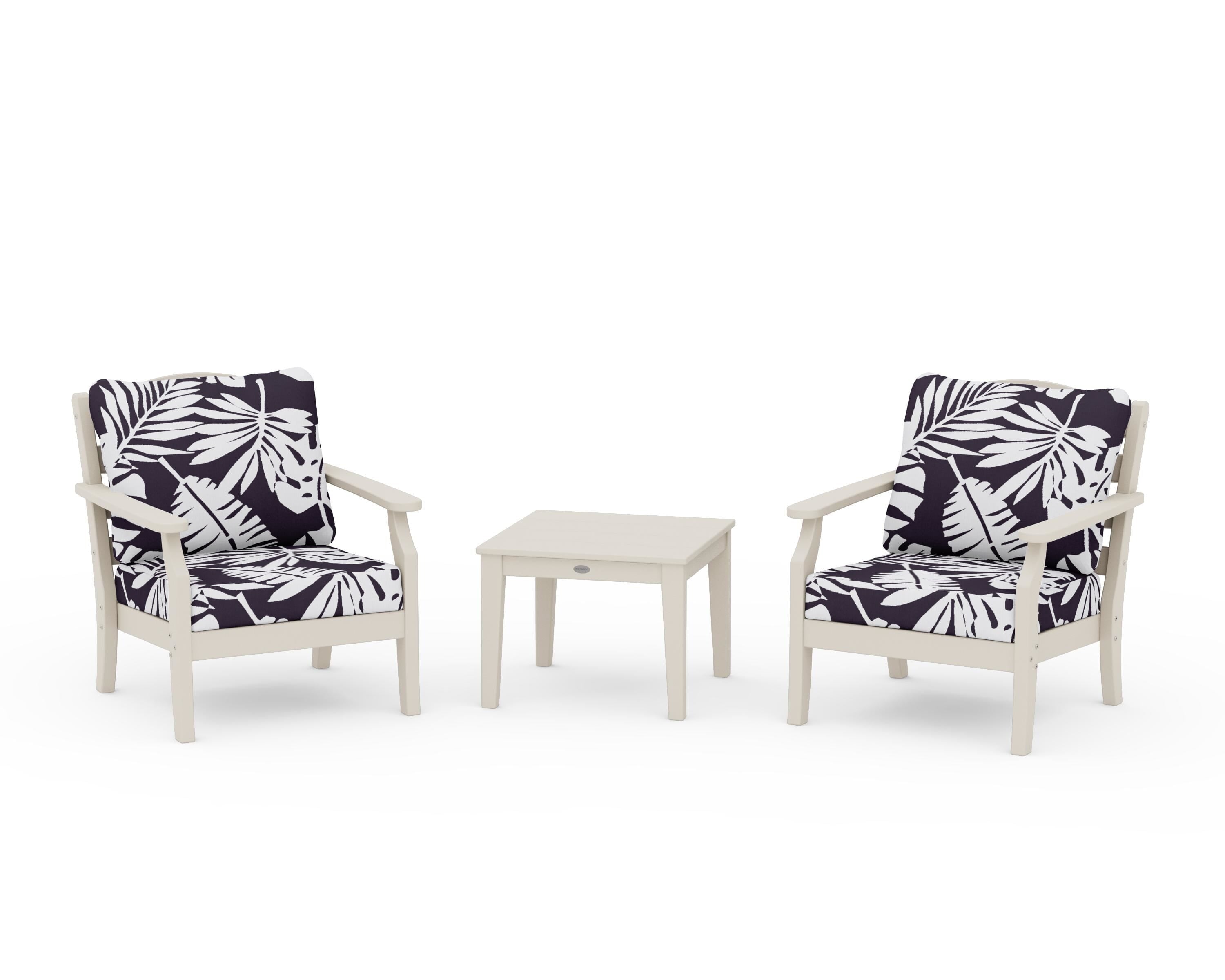 Draper James™ by  POLYWOOD® Savannah 3-Piece Deep Seating Set in Sand / Leaf Navy
