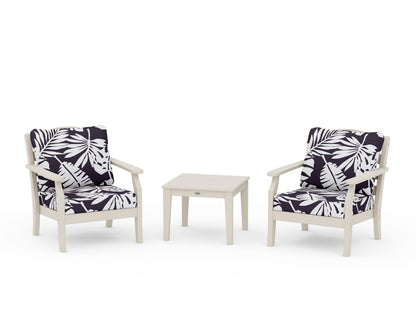 Draper James™ by  POLYWOOD® Savannah 3-Piece Deep Seating Set in Sand / Leaf Navy
