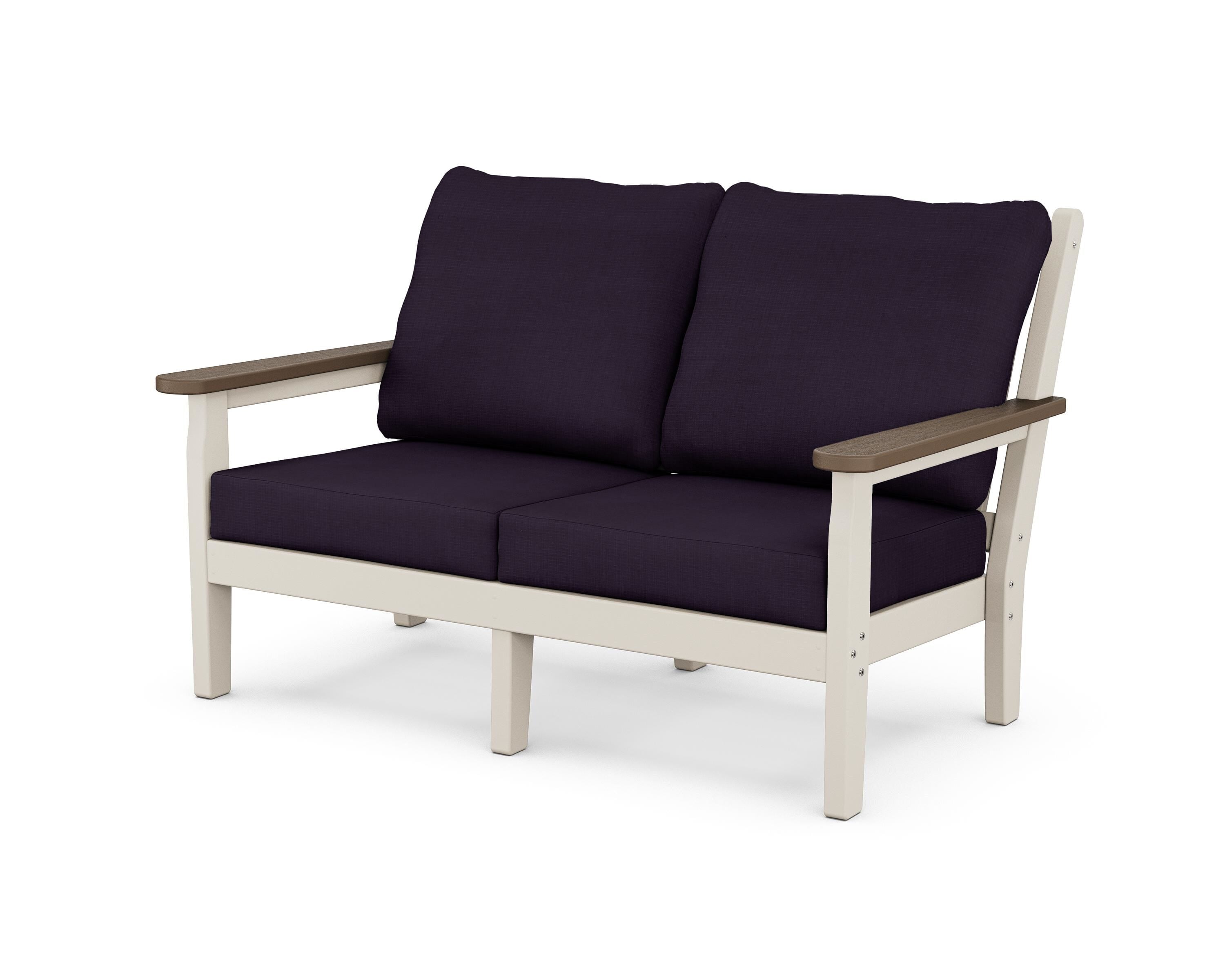POLYWOOD® Chippendale Deep Seating Loveseat in Sand / Kona / Navy Linen