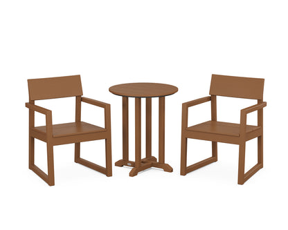 POLYWOOD® EDGE 3-Piece Round Bistro Dining Set in Teak