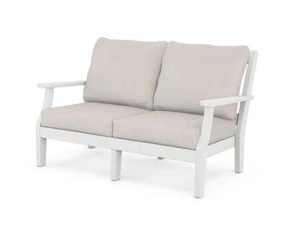 Martha Stewart by POLYWOOD® Chinoiserie Deep Seating Loveseat in White / Cast Ash