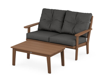 POLYWOOD® Lakeside 2-Piece Lounge Loveseat Set in Teak / Spectrum Carbon