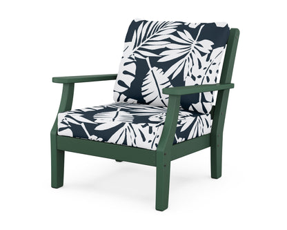 Martha Stewart by POLYWOOD® Chinoiserie Deep Seating Chair in Green / Leaf Marine Indigo