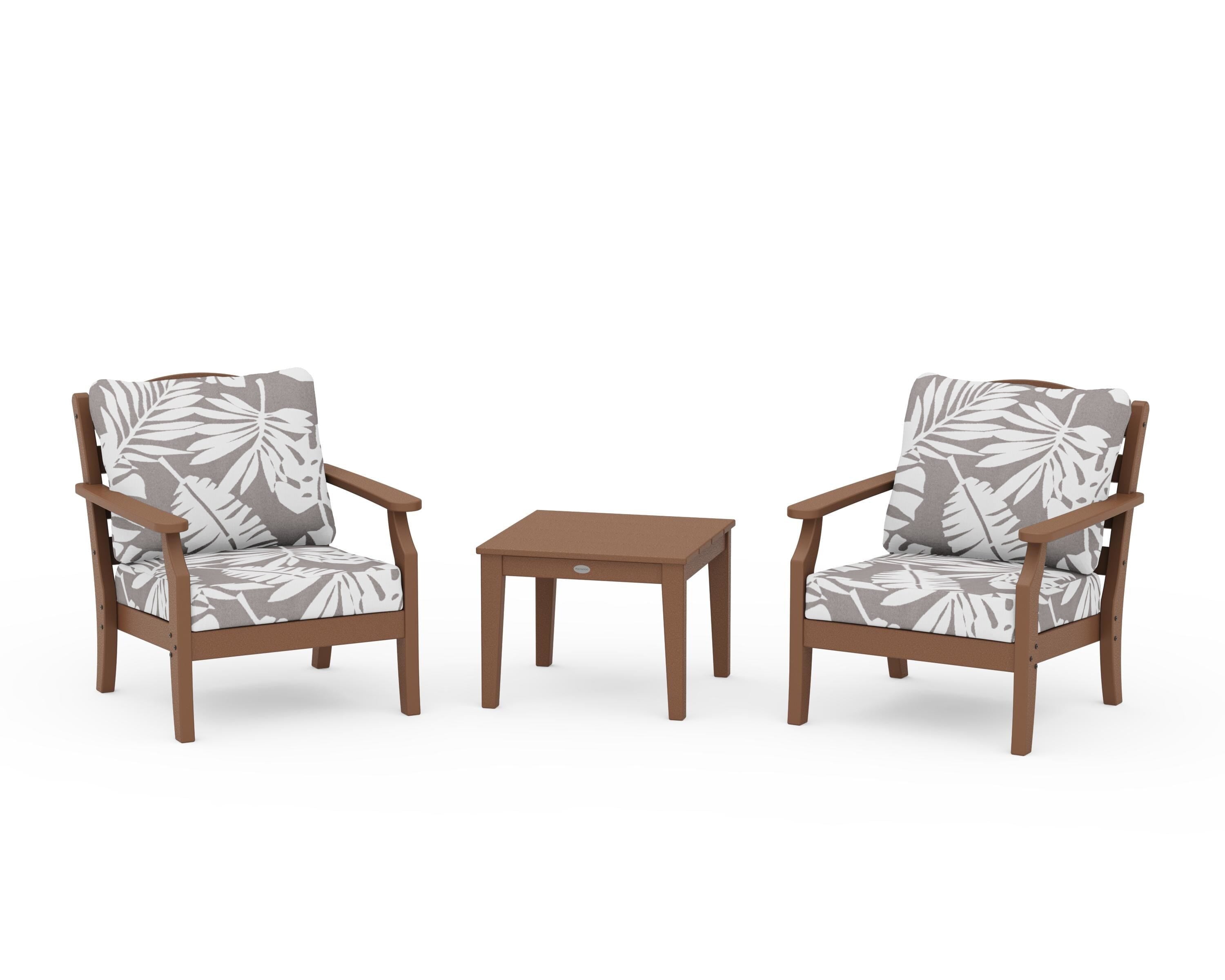 Draper James™ by  POLYWOOD® Savannah 3-Piece Deep Seating Set in Teak / Leaf Grey Mist