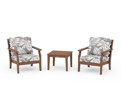Draper James™ by  POLYWOOD® Savannah 3-Piece Deep Seating Set in Teak / Leaf Grey Mist