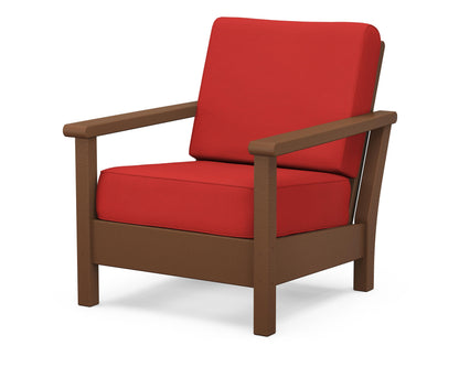 POLYWOOD® Harbour Deep Seating Chair in Teak / Crimson Linen