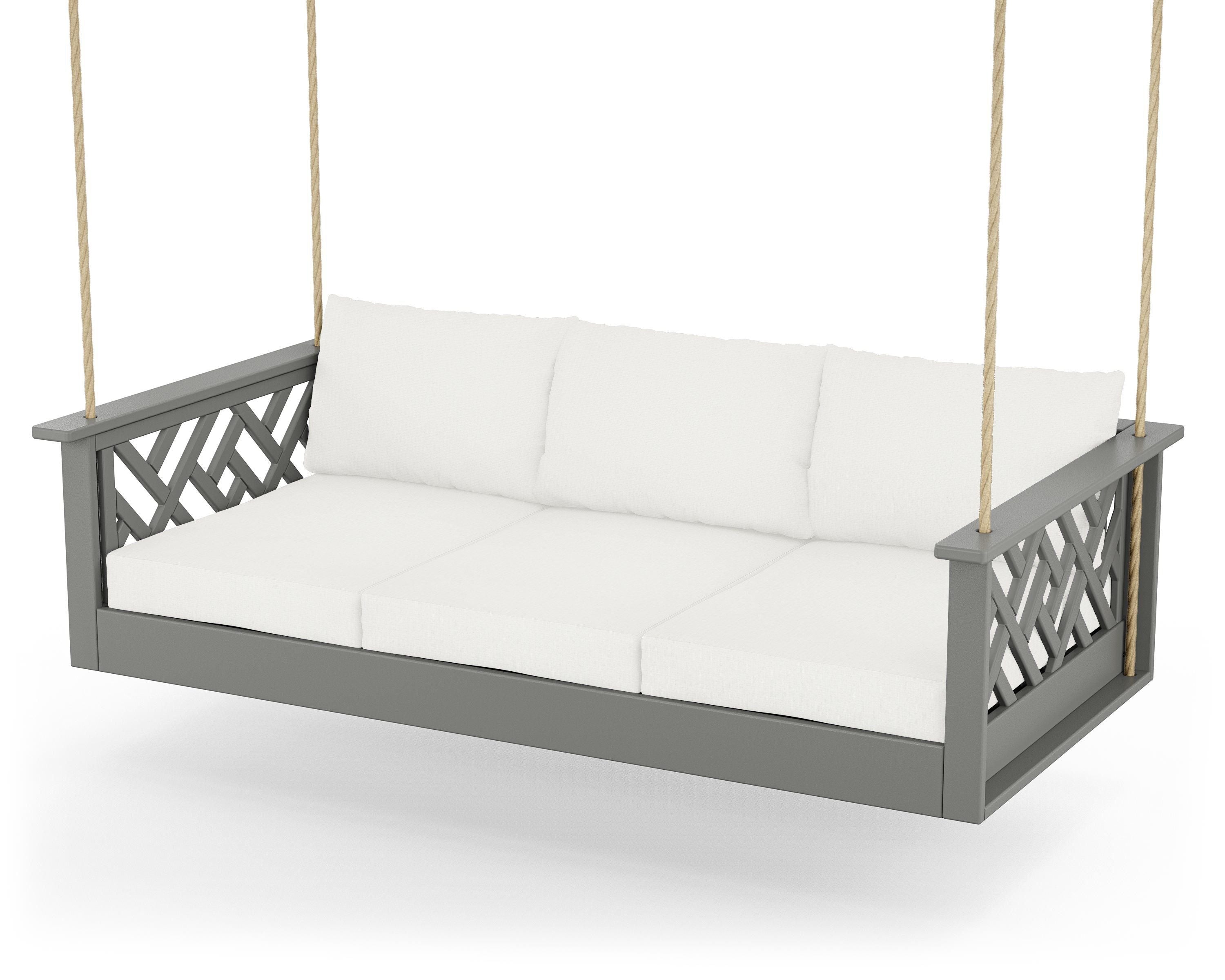 POLYWOOD® Chippendale Daybed Swing in Slate Grey / Natural Linen