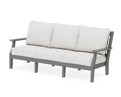 Martha Stewart by POLYWOOD® Chinoiserie Deep Seating Sofa in Slate Grey / Natural Linen
