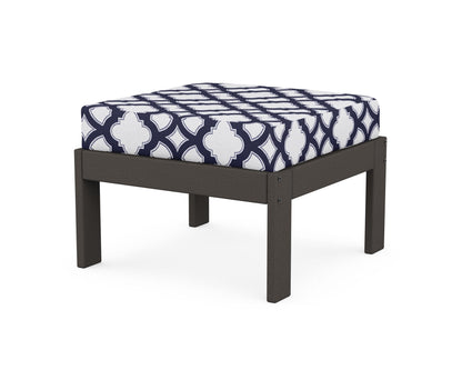 POLYWOOD® Vineyard Modular Ottoman in Vintage Coffee / Trellis Navy