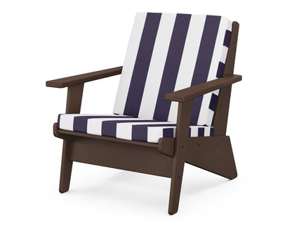 POLYWOOD® Riviera Modern Lounge Chair in Mahogany / Cabana Stripe Navy