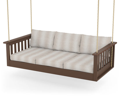 POLYWOOD® Vineyard Daybed Swing in Mahogany / Clock Out Cloud