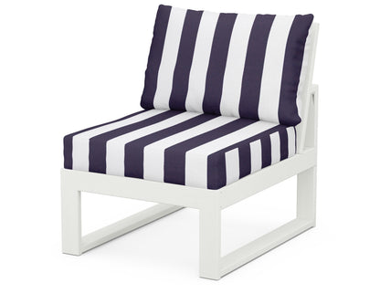 Unbranded Modular Armless Chair in Vintage White / Cabana Stripe Navy