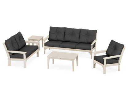 POLYWOOD® Vineyard 5 Piece Deep Seating Set in Sand / Spectrum Carbon